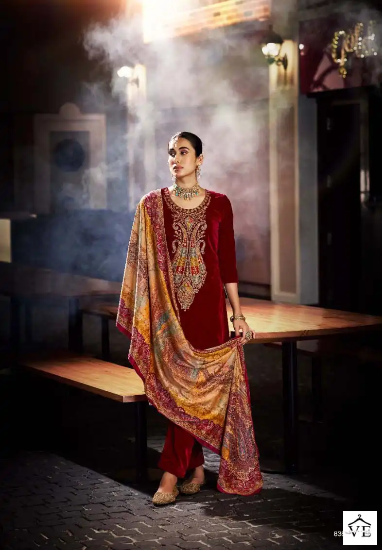 Belliza Designer Farida Velvet Wholesale Exclusive Embroidery Designer Winter Wear Salwar Suit Catalog — Wholesale Salwar Suits, Belliza Designer wholesale from Surat - Gallery Image 2
