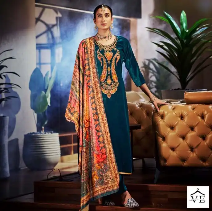 Belliza Designer Farida Velvet Wholesale Exclusive Embroidery Designer Winter Wear Salwar Suit Catalog — Wholesale Salwar Suits, Belliza Designer wholesale from Surat — view 1