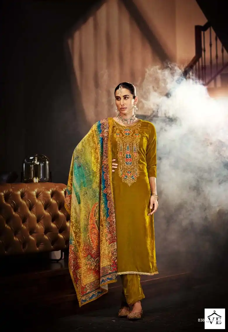 Belliza Designer Farida Velvet Wholesale Exclusive Embroidery Designer Winter Wear Salwar Suit Catalog — Wholesale Salwar Suits, Belliza Designer wholesale from Surat - Gallery Image 3