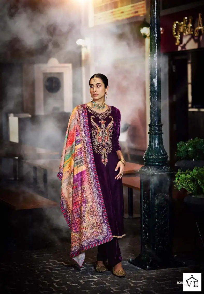 Belliza Designer Farida Velvet Wholesale Exclusive Embroidery Designer Winter Wear Salwar Suit Catalog — Wholesale Salwar Suits, Belliza Designer wholesale from Surat - Gallery Image 6
