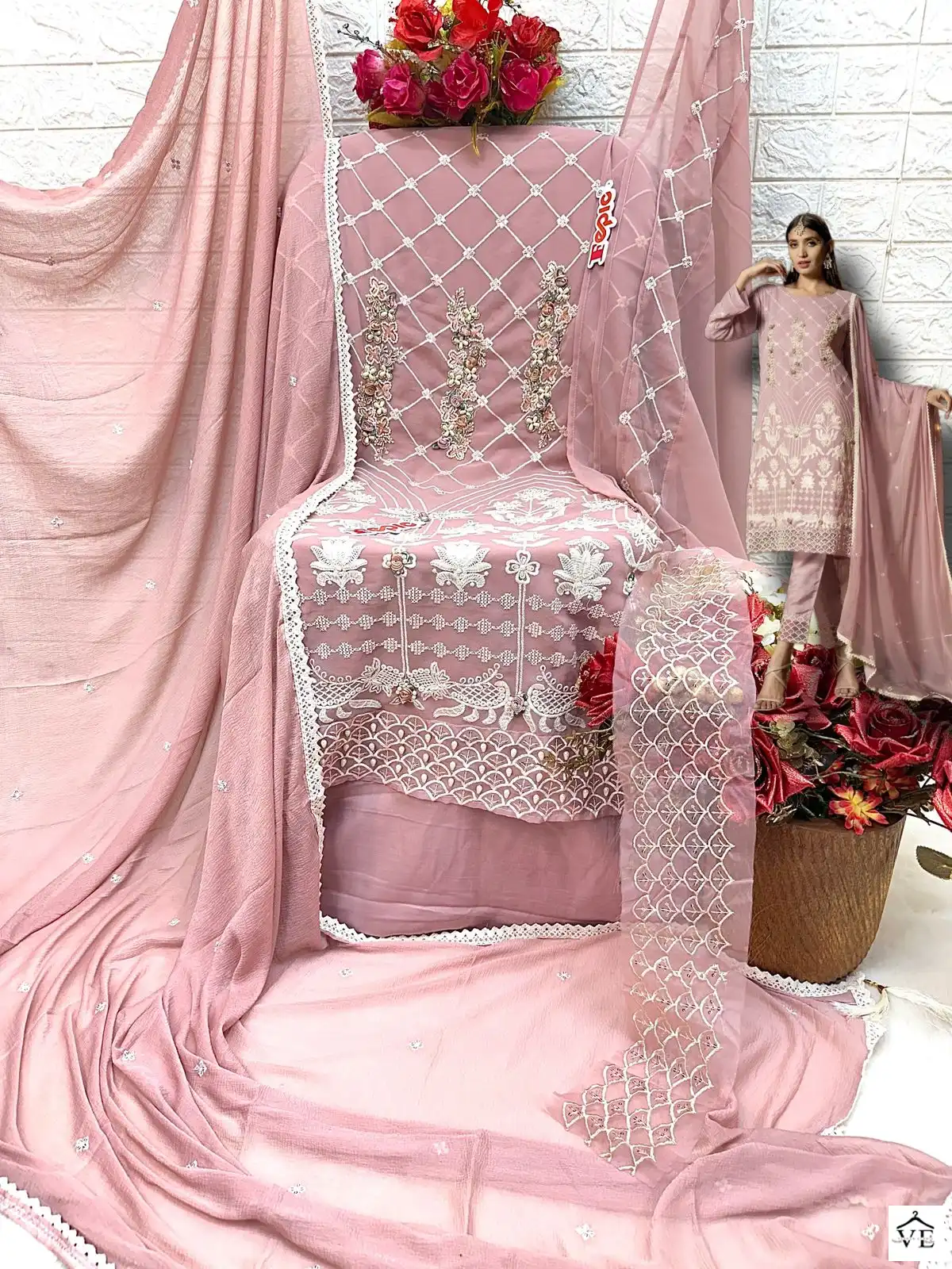 Fepic Rosemeen C 1305 Georgette Wholesale Beautiful Embroidered Pakistani Salwar Suit — Wholesale Salwar Suits, MPA wholesale from Surat - Gallery Image 3
