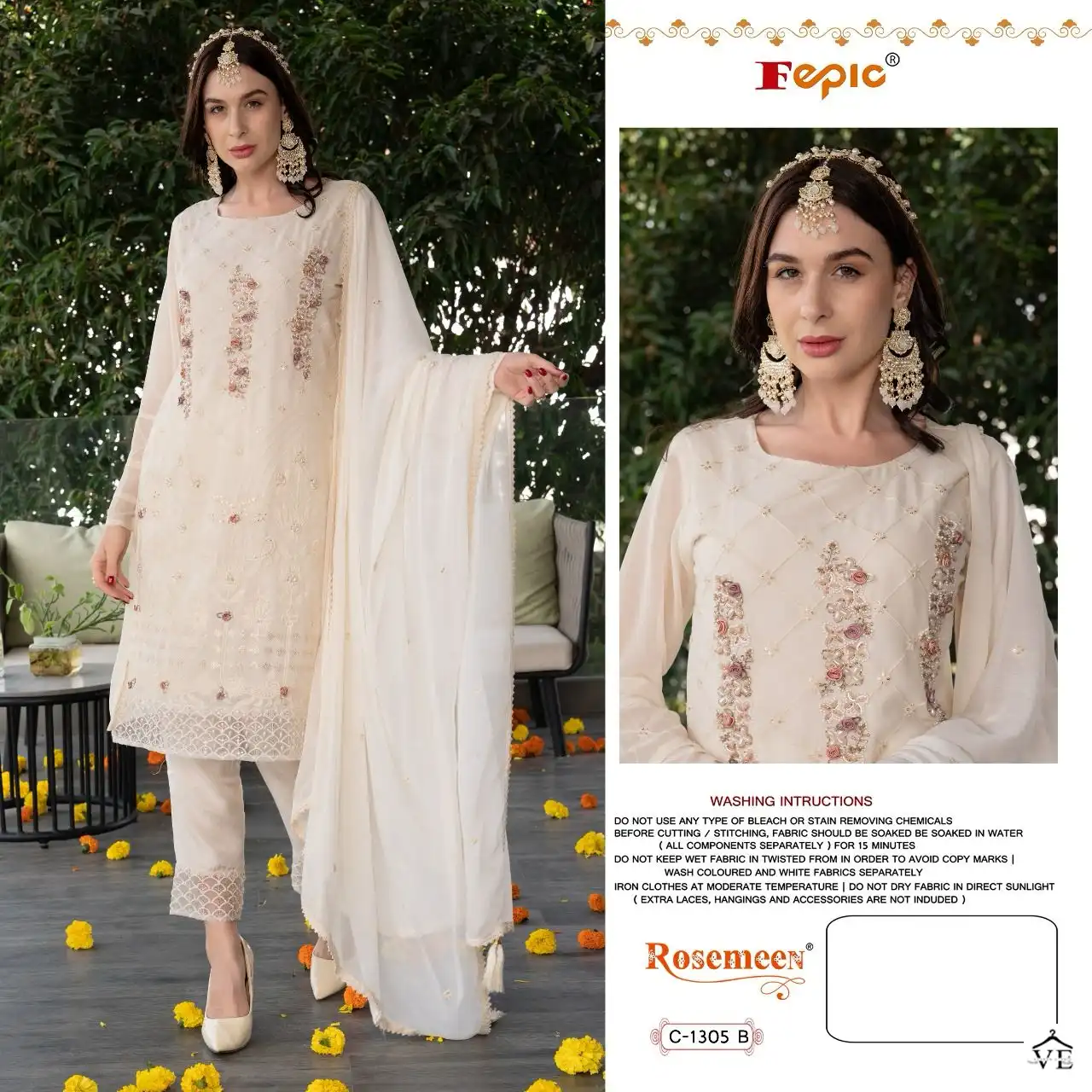 Fepic Rosemeen C 1305 Georgette Wholesale Beautiful Embroidered Pakistani Salwar Suit — Wholesale Salwar Suits, MPA wholesale from Surat - Gallery Image 4
