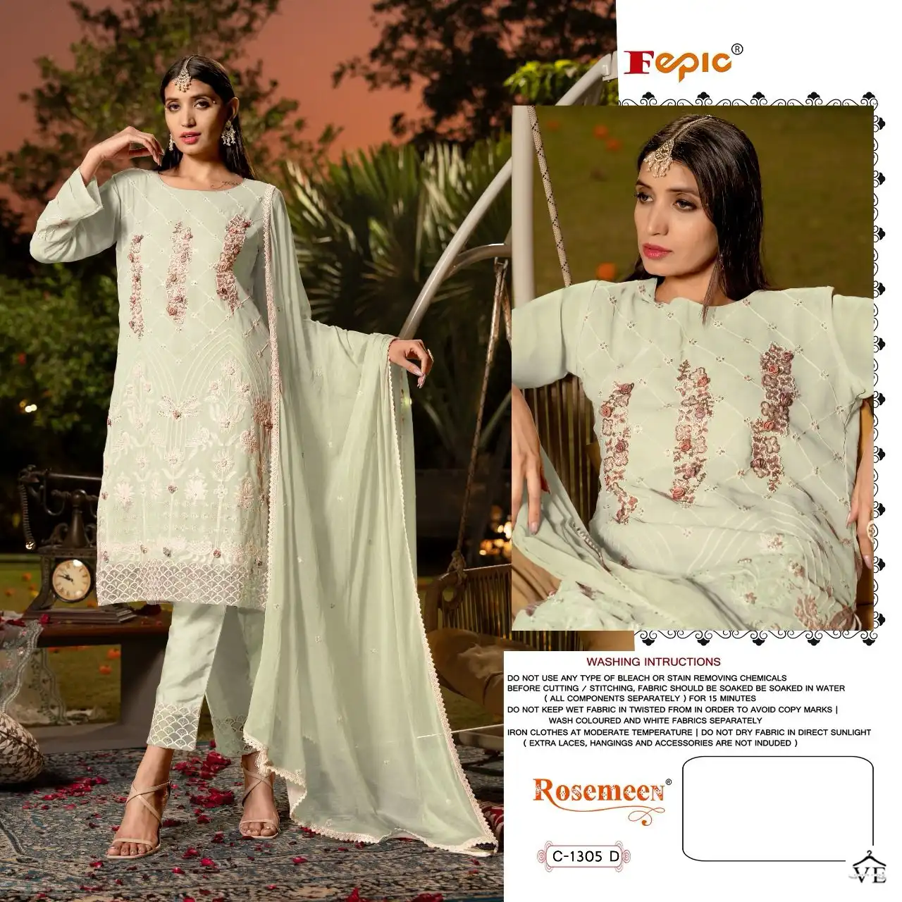 Fepic Rosemeen C 1305 Georgette Wholesale Beautiful Embroidered Pakistani Salwar Suit — Wholesale Salwar Suits, MPA wholesale from Surat - Gallery Image 8