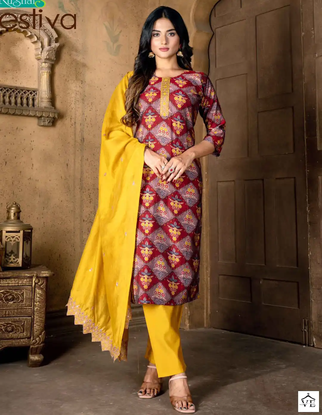 Vardan Ethnic Festiva Chanderi Modal Wholesale Readymade Salwar Suit Catalog — Wholesale Salwar Suits, MPA wholesale from Surat — view 1