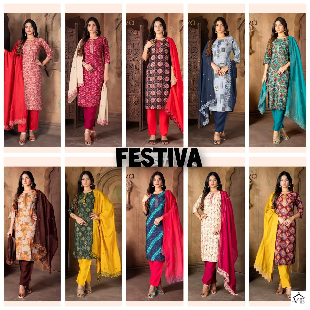 Vardan Ethnic Festiva Chanderi Modal Wholesale Readymade Salwar Suit Catalog — Wholesale Salwar Suits, MPA wholesale from Surat — view 11