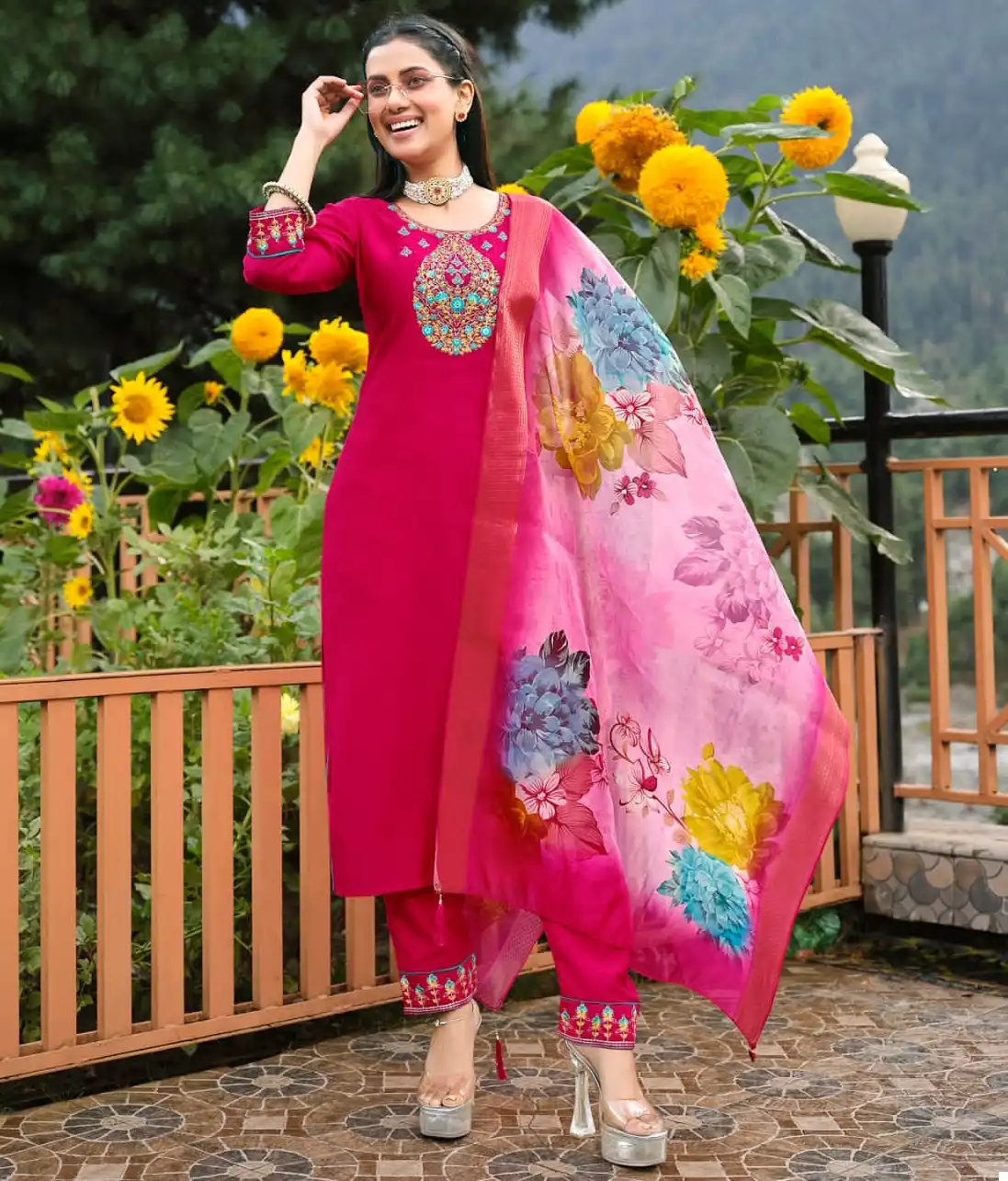 Karissa Florence Premium Pure Viscose Roman Silk Wholesale Designer Readymade Salwar Suit Catalog — Wholesale Salwar Suits, Karissa wholesale from Surat — view 1
