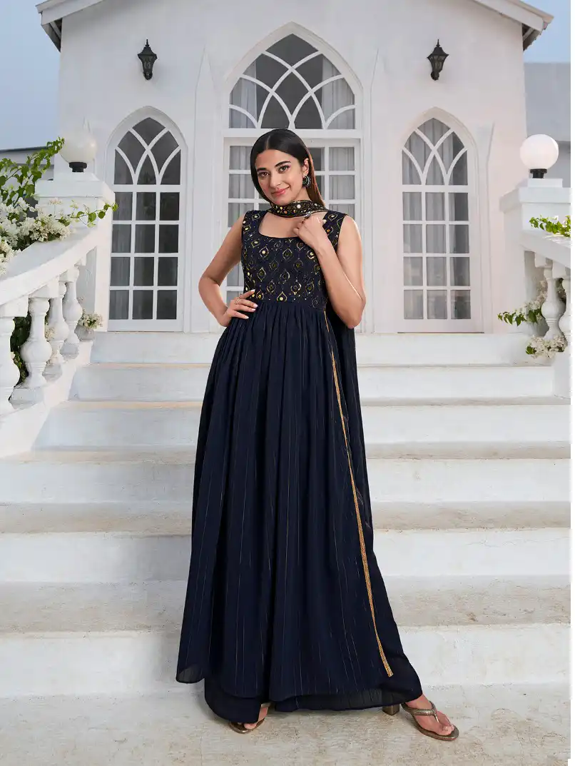 Shubhkala Flory Vol 28 Georgette Wholesale Gown With Dupatta Catalog — Wholesale Salwar Suits, MPA wholesale from Surat — view 5