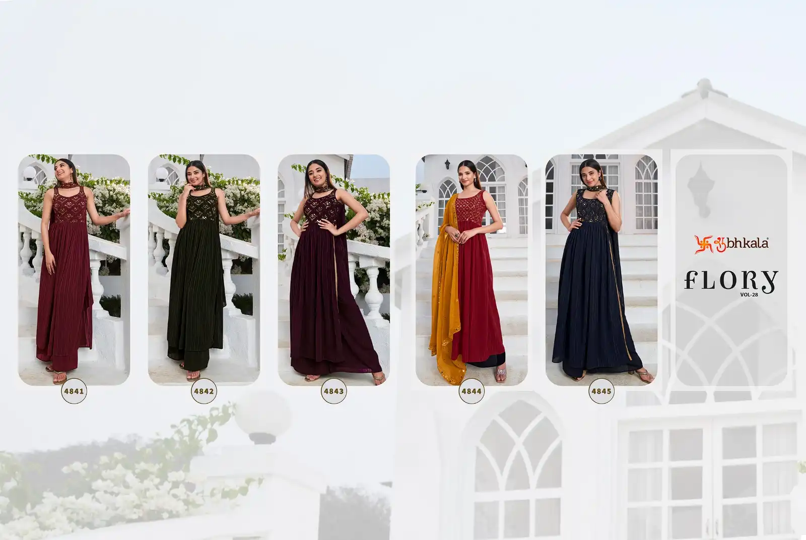 Shubhkala Flory Vol 28 Georgette Wholesale Gown With Dupatta Catalog — Wholesale Salwar Suits, MPA wholesale from Surat — view 7
