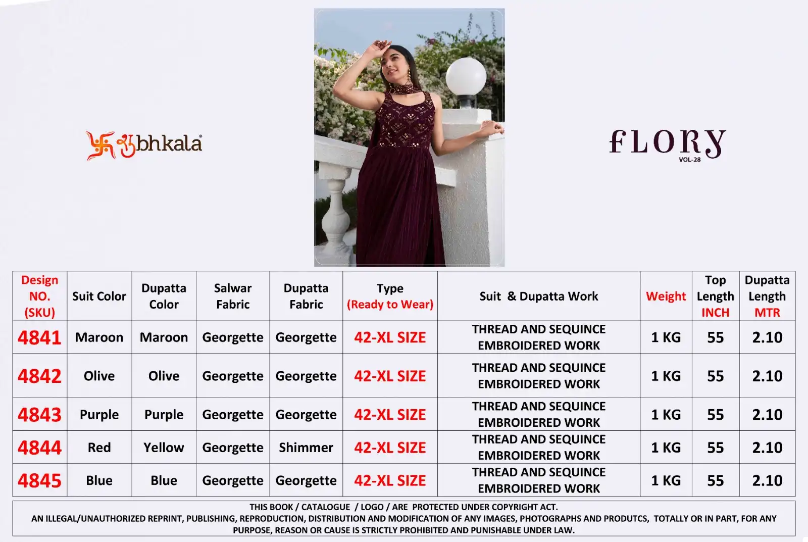 Shubhkala Flory Vol 28 Georgette Wholesale Gown With Dupatta Catalog — Wholesale Salwar Suits, MPA wholesale from Surat — view 6