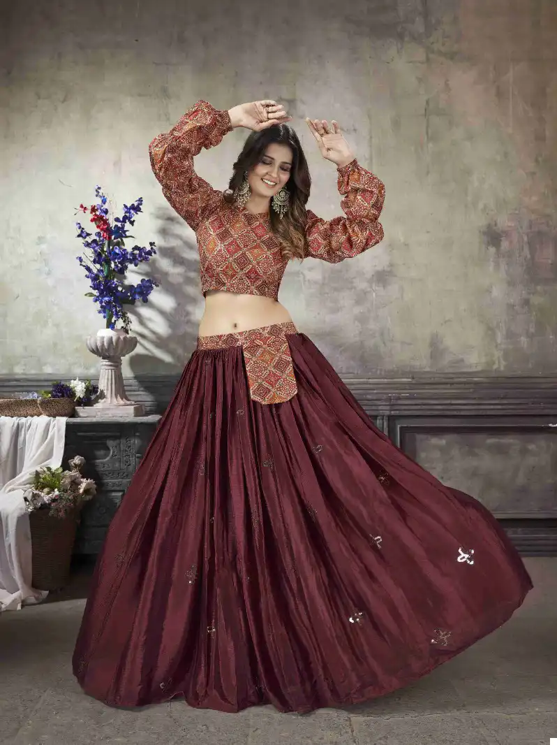 Shubhkala Frill &amp; Flare Vol 5 Art Silk Wholesale Crop Top Lehenga Catalog — Wholesale Kurtis, MPA wholesale from Surat — view 2