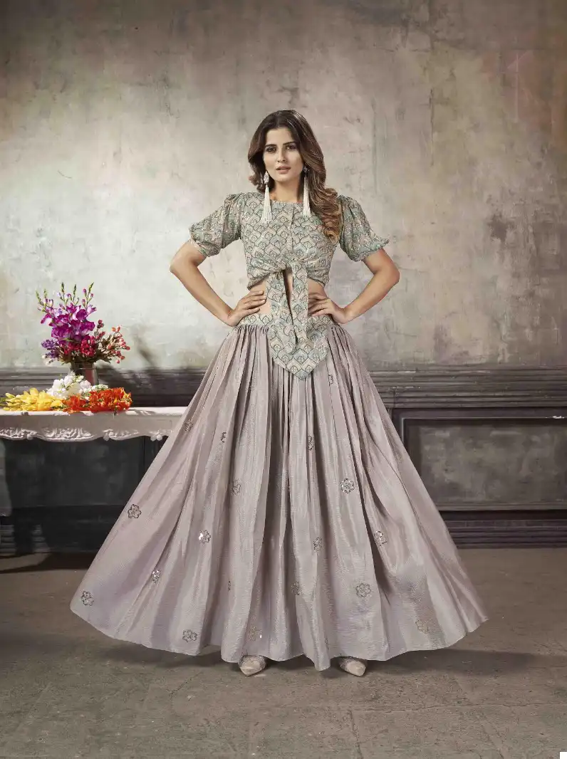 Shubhkala Frill &amp; Flare Vol 5 Art Silk Wholesale Crop Top Lehenga Catalog — Wholesale Kurtis, MPA wholesale from Surat — view 7