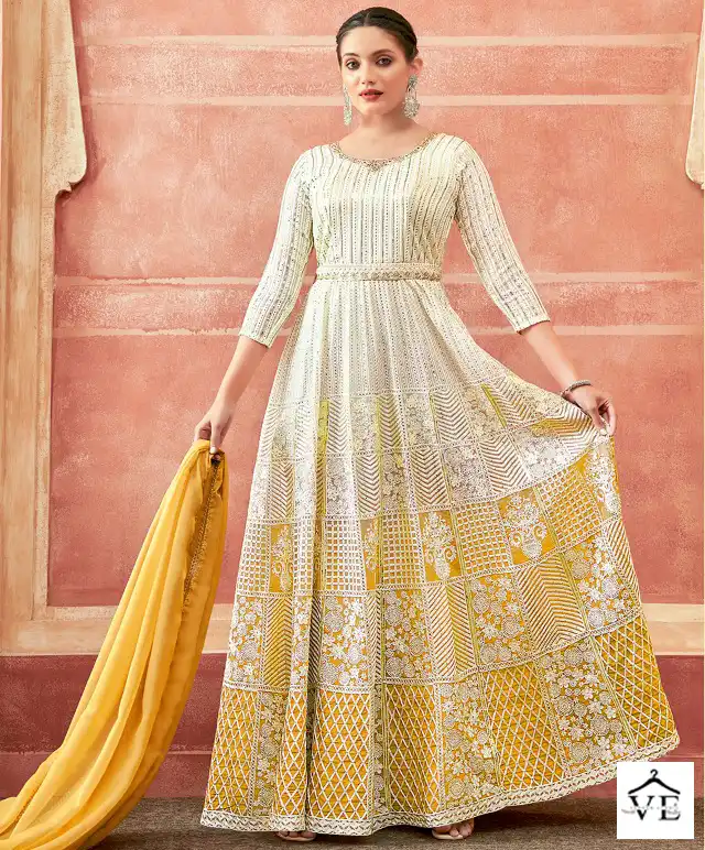 Gulzar Falguni Real Georgette Wholesale Designer Gown With Dupatta Catalog — Wholesale Salwar Suits, MPA wholesale from Surat — view 1