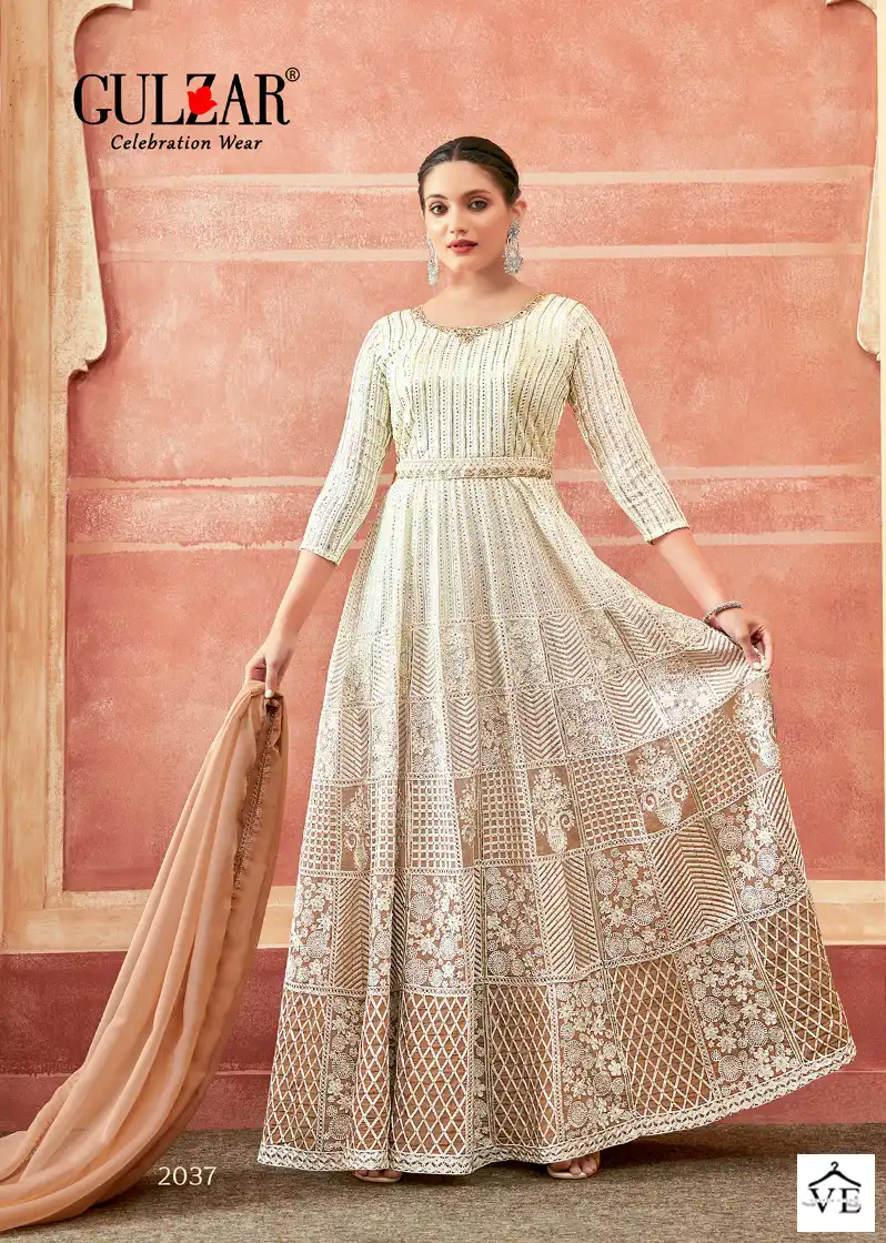 Gulzar Falguni Real Georgette Wholesale Designer Gown With Dupatta Catalog — Wholesale Salwar Suits, MPA wholesale from Surat - Gallery Image 4