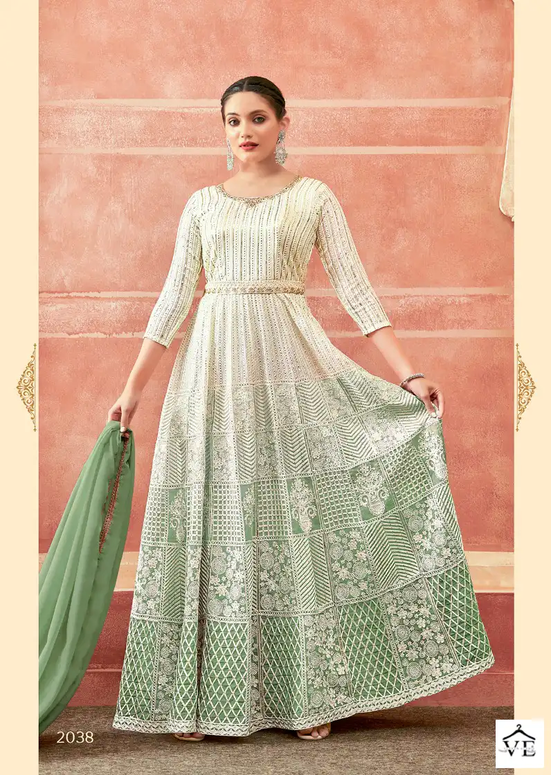 Gulzar Falguni Real Georgette Wholesale Designer Gown With Dupatta Catalog — Wholesale Salwar Suits, MPA wholesale from Surat - Gallery Image 5
