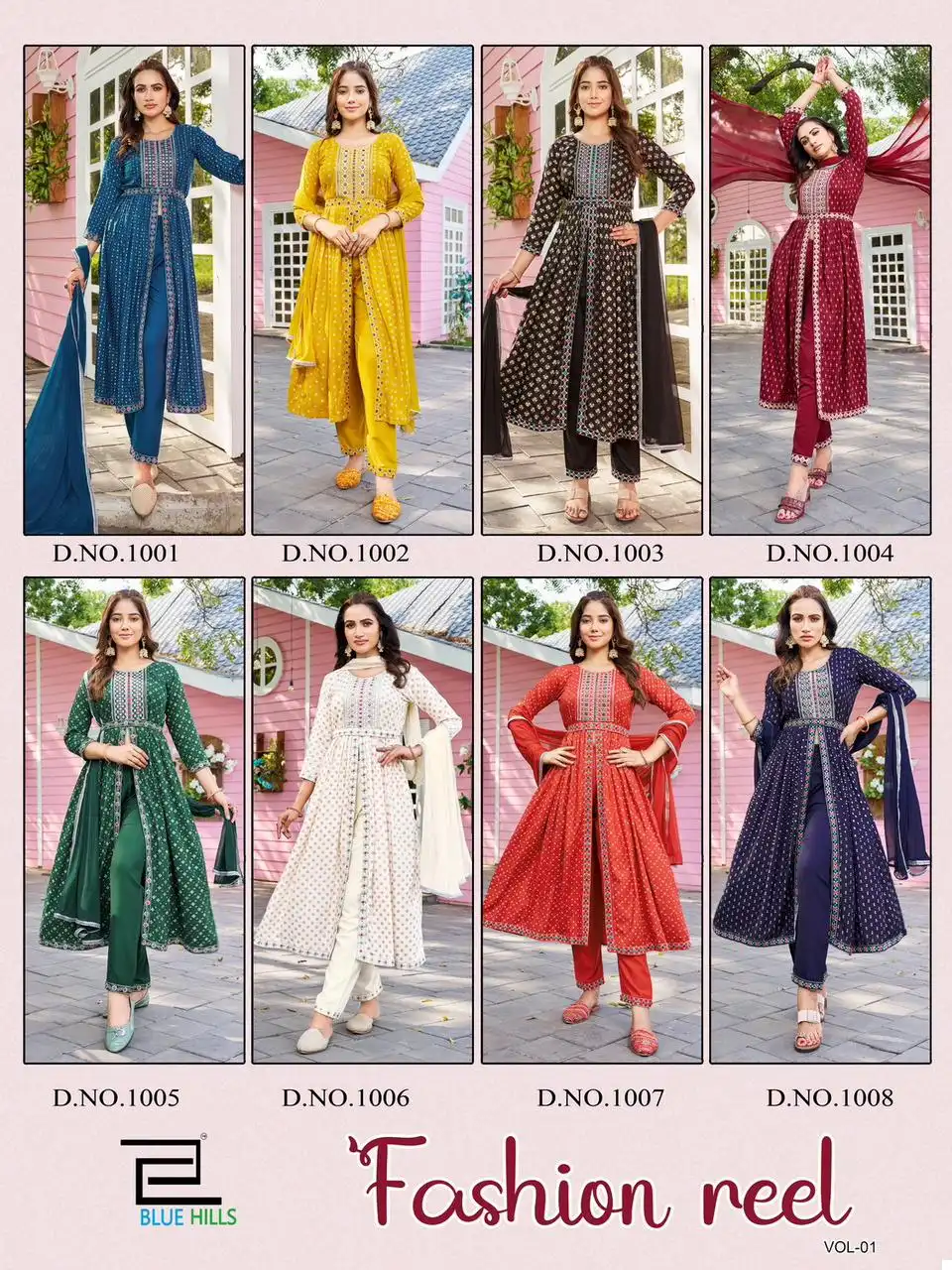 Blue Hills Fashion Reel Rayon 14Kg Wholesale Gown With Dupatta Catalog — Wholesale Salwar Suits, Blue Hills wholesale from Surat — view 9