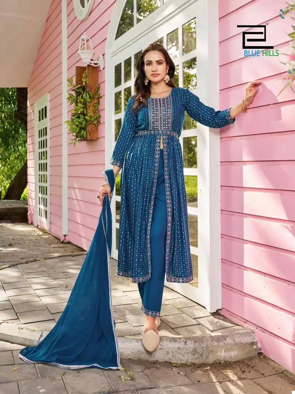 Blue Hills Fashion Reel Rayon 14Kg Wholesale Gown With Dupatta Catalog — Wholesale Salwar Suits, Blue Hills wholesale from Surat — view 8