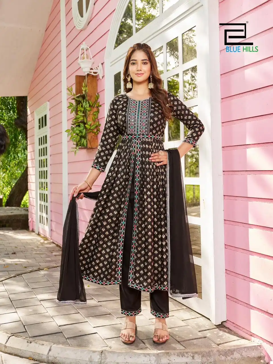 Blue Hills Fashion Reel Rayon 14Kg Wholesale Gown With Dupatta Catalog — Wholesale Salwar Suits, Blue Hills wholesale from Surat — view 2
