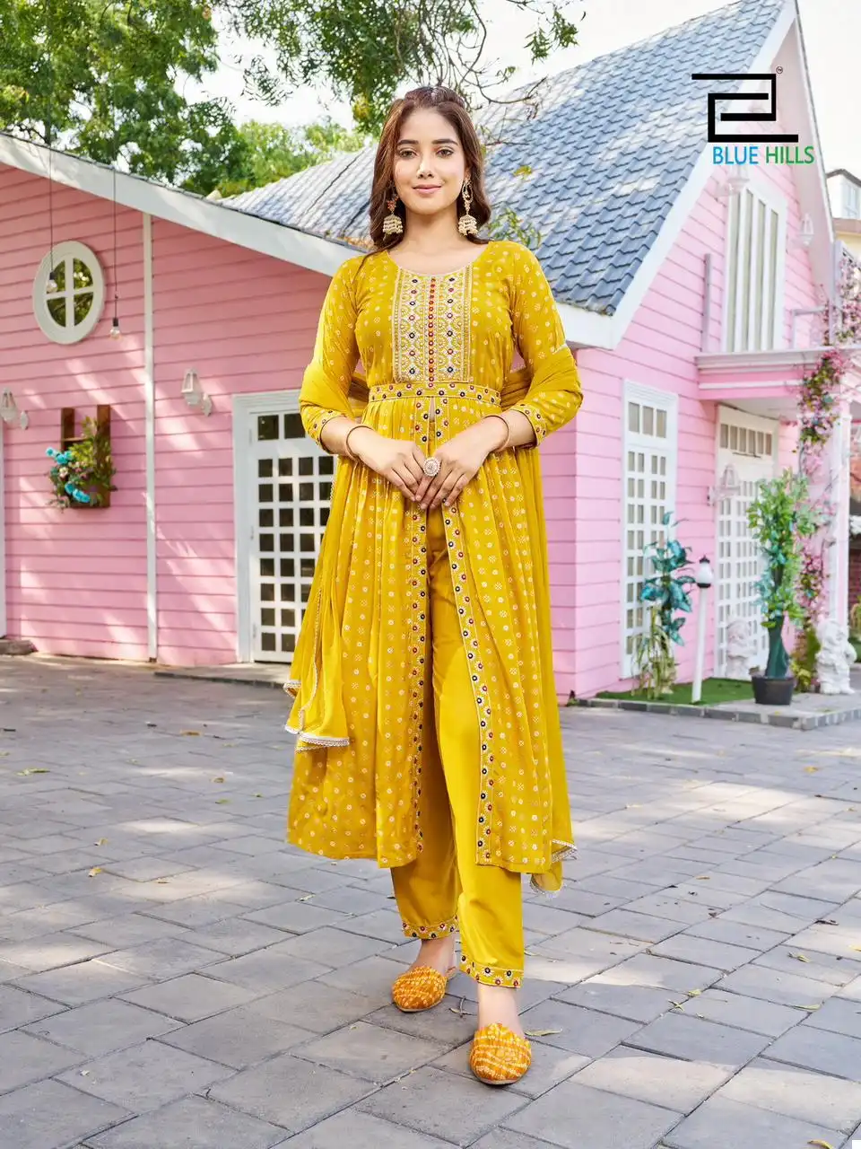 Blue Hills Fashion Reel Rayon 14Kg Wholesale Gown With Dupatta Catalog — Wholesale Salwar Suits, Blue Hills wholesale from Surat — view 4