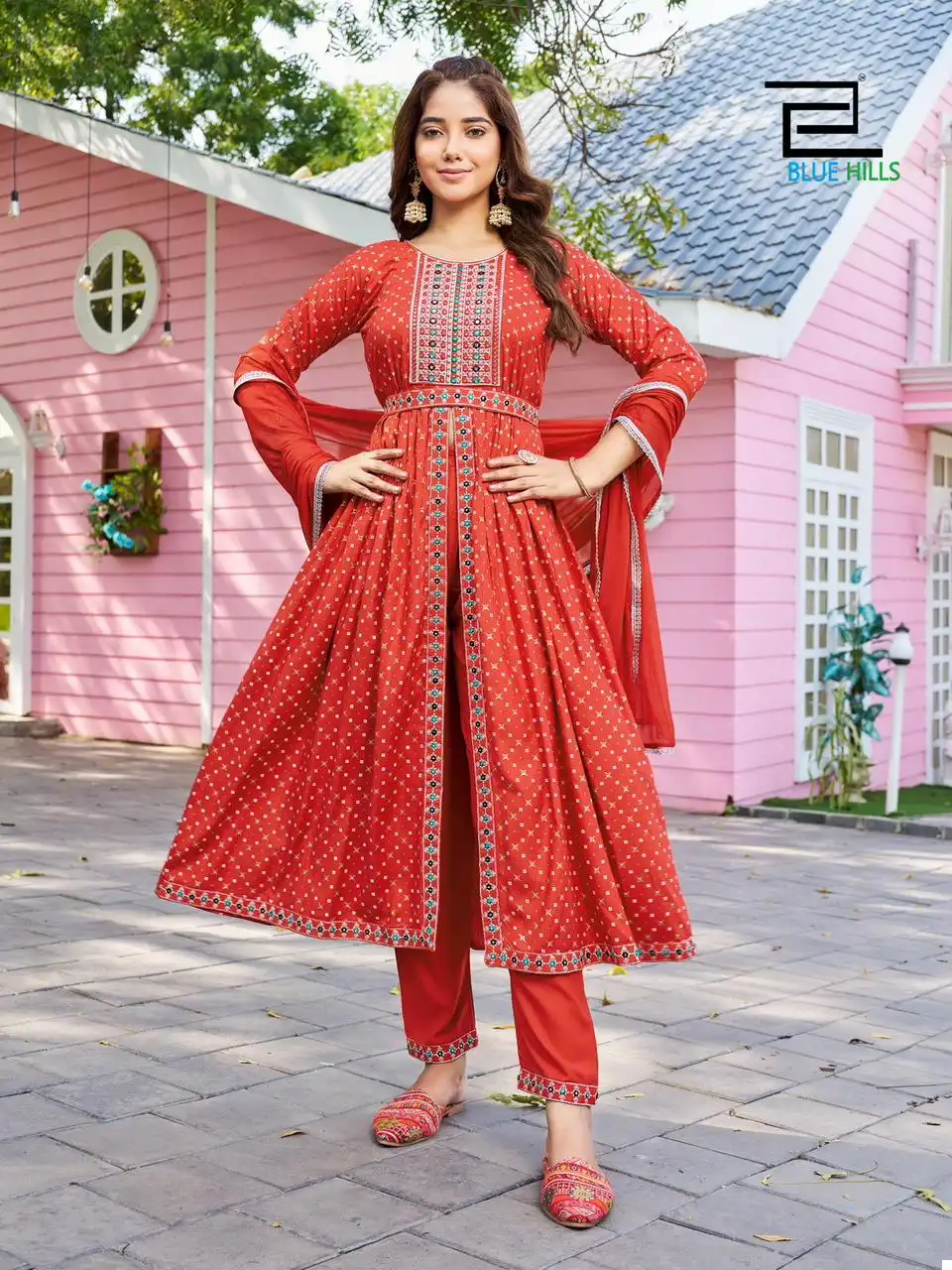 Blue Hills Fashion Reel Rayon 14Kg Wholesale Gown With Dupatta Catalog — Wholesale Salwar Suits, Blue Hills wholesale from Surat — view 5