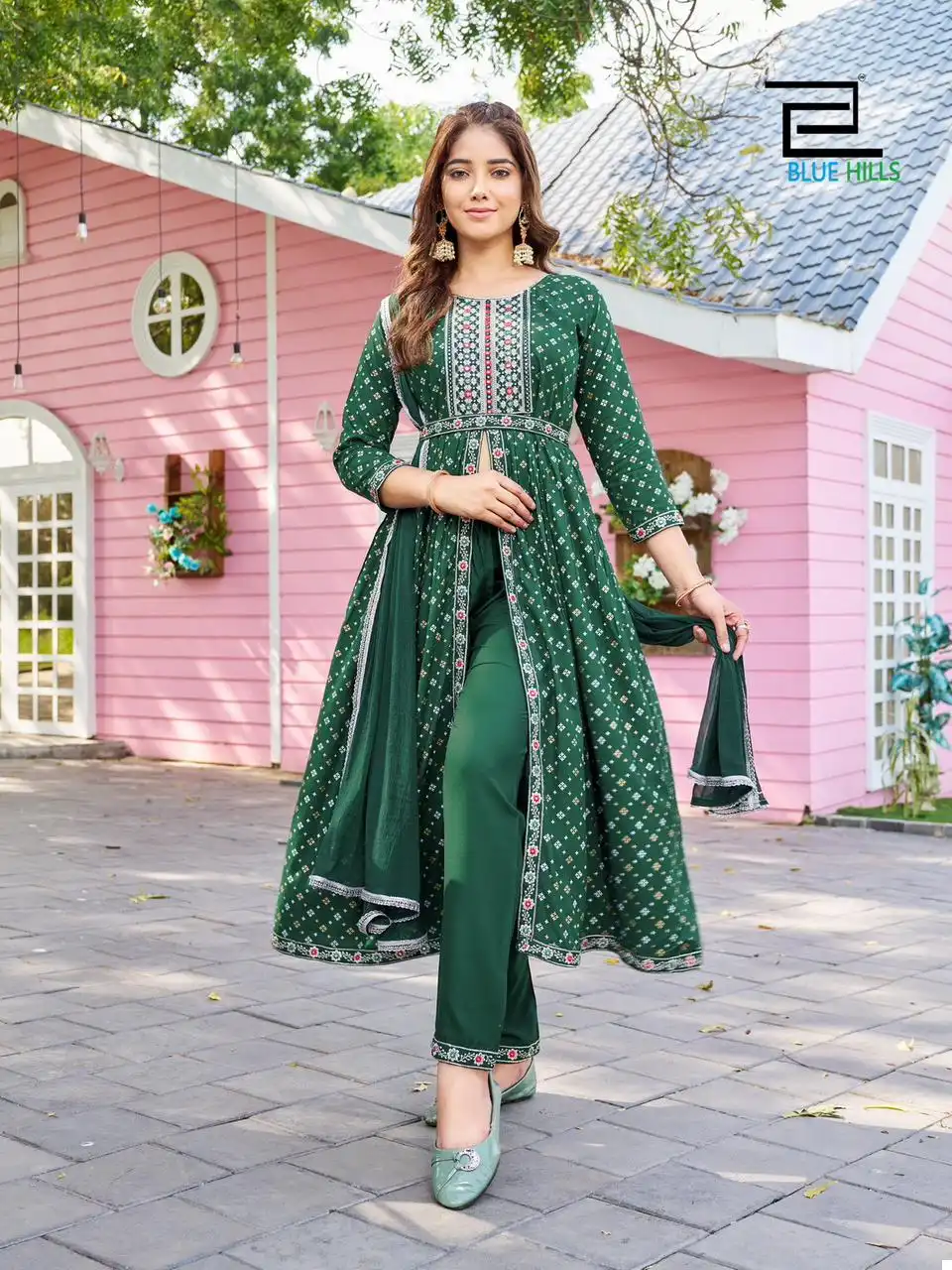 Blue Hills Fashion Reel Rayon 14Kg Wholesale Gown With Dupatta Catalog — Wholesale Salwar Suits, Blue Hills wholesale from Surat — view 6