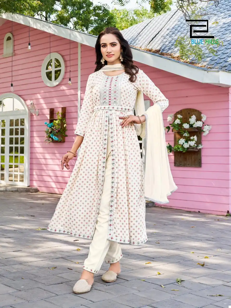 Blue Hills Fashion Reel Rayon 14Kg Wholesale Gown With Dupatta Catalog — Wholesale Salwar Suits, Blue Hills wholesale from Surat — view 7
