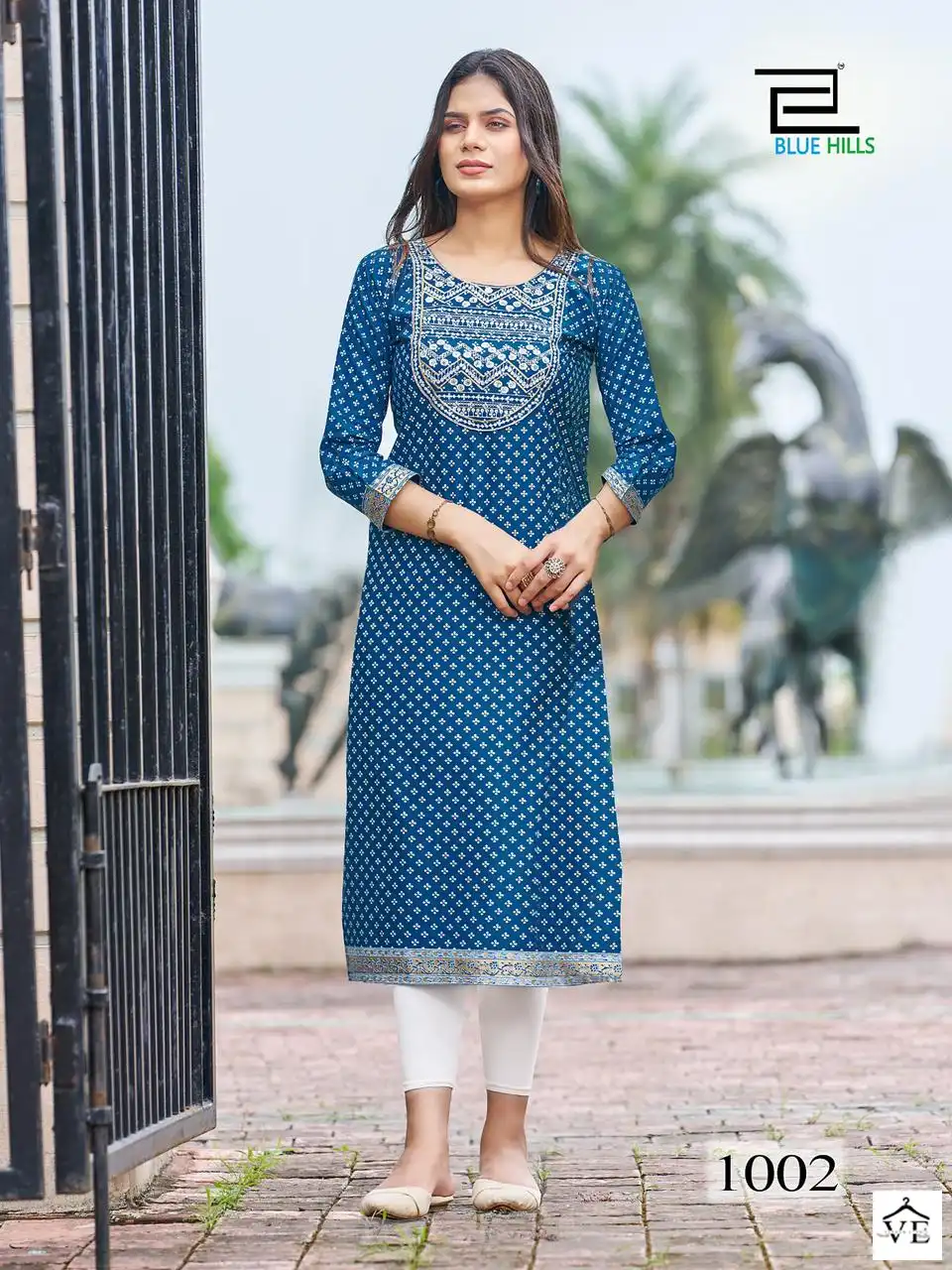 Blue Hills Festival Night Short Vol 1 Zari Embroidery Wholesale Fancy Kurtis Catalog — Wholesale Kurtis, Blue Hills wholesale from Surat — view 6