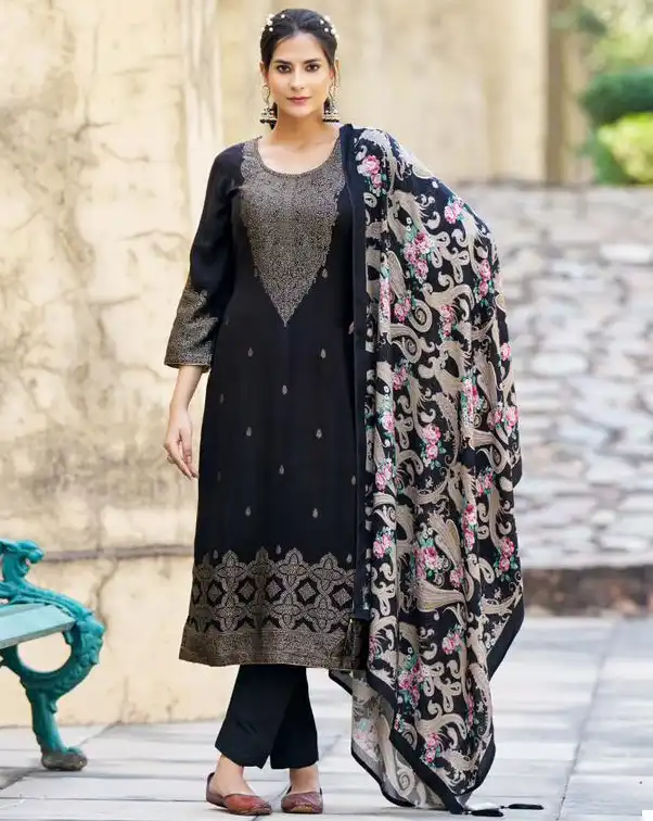 Sargam Gohar Pure Woolen Pashmina Jacquard Wholesale Winter Wear Suits Catalog — Wholesale Salwar Suits, MPA wholesale from Surat — view 1
