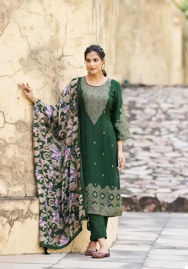 Sargam Gohar Pure Woolen Pashmina Jacquard Wholesale Winter Wear Suits Catalog — Wholesale Salwar Suits, MPA wholesale from Surat - Gallery Image 2