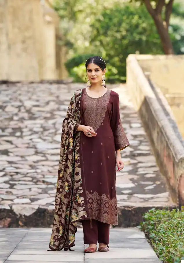 Sargam Gohar Pure Woolen Pashmina Jacquard Wholesale Winter Wear Suits Catalog — Wholesale Salwar Suits, MPA wholesale from Surat - Gallery Image 3