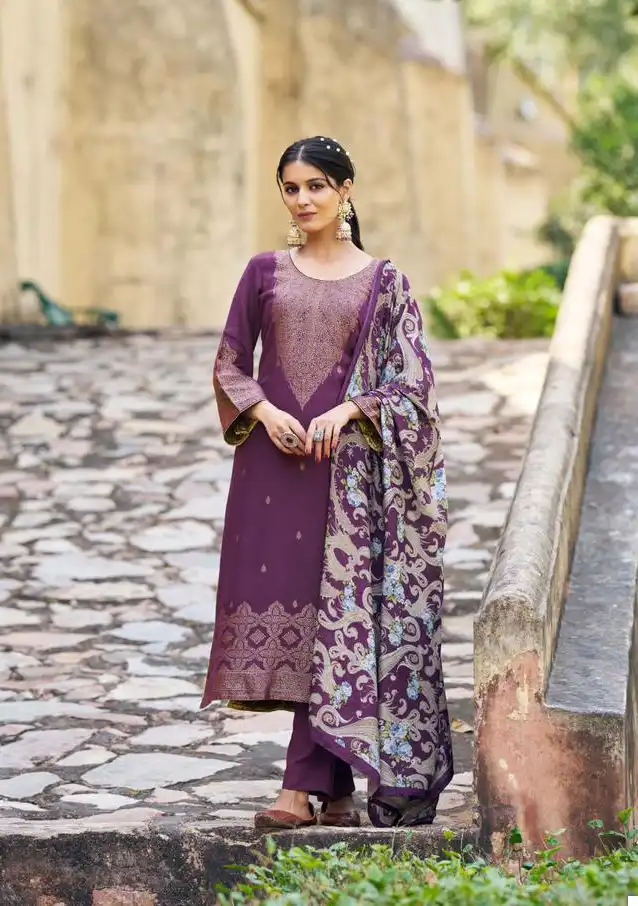 Sargam Gohar Pure Woolen Pashmina Jacquard Wholesale Winter Wear Suits Catalog — Wholesale Salwar Suits, MPA wholesale from Surat - Gallery Image 4