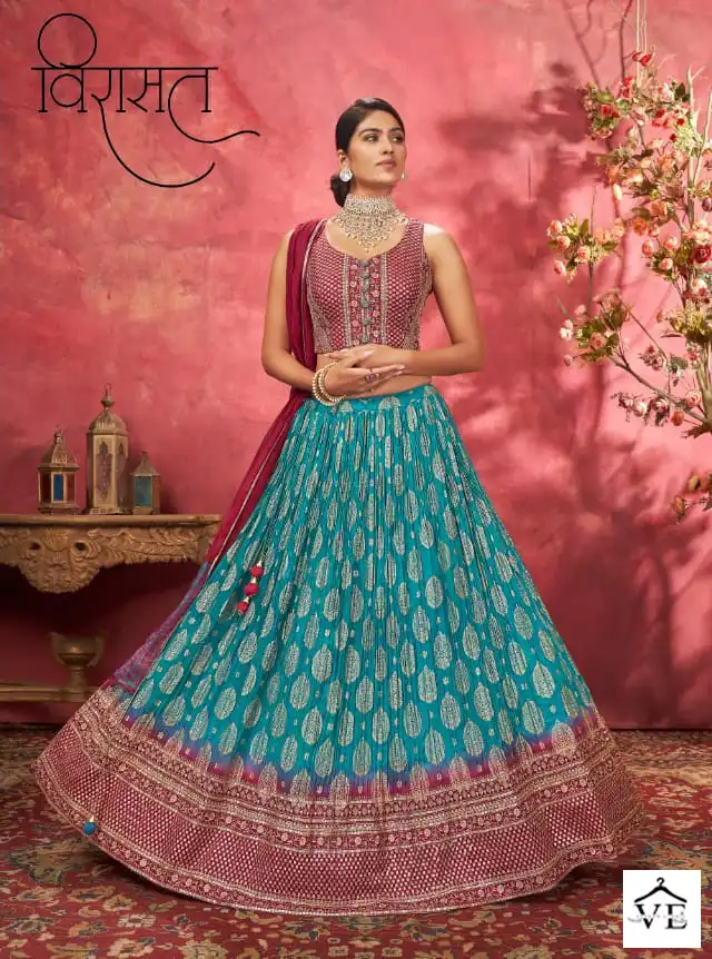Virasat Guldasta Jacquard Wholesale Designer Readymade Lehenga Choli — Wholesale Lehenga, MPA wholesale from Surat - Gallery Image 3