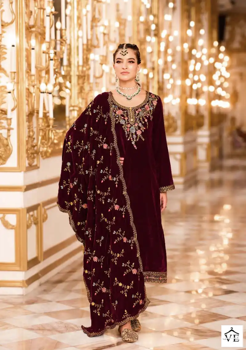 Sargam Gulmeen Premium 9000 Velvet Wholesale Designer Winter Wear Salwar Suit Catalog — Wholesale Salwar Suits, MPA wholesale from Surat - Gallery Image 3