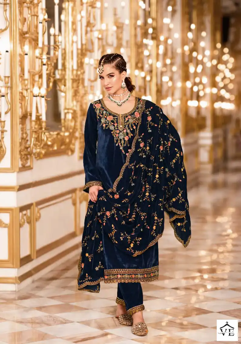 Sargam Gulmeen Premium 9000 Velvet Wholesale Designer Winter Wear Salwar Suit Catalog — Wholesale Salwar Suits, MPA wholesale from Surat - Gallery Image 4