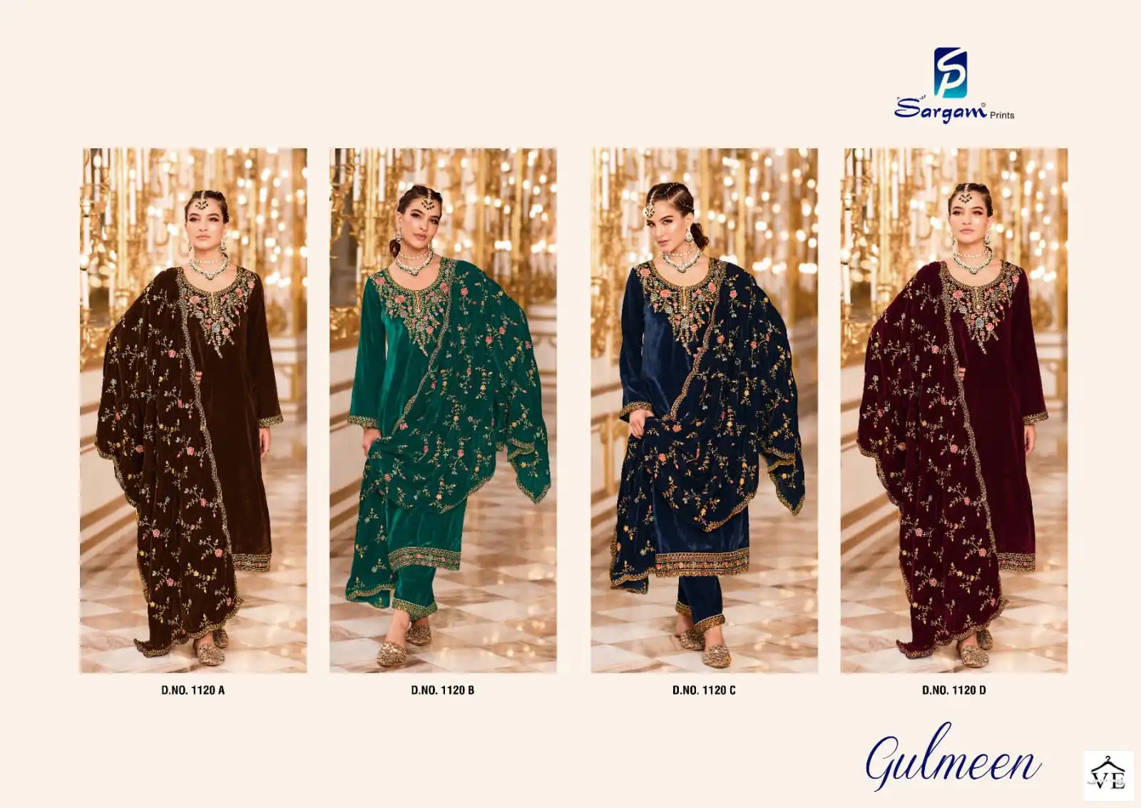 Sargam Gulmeen Premium 9000 Velvet Wholesale Designer Winter Wear Salwar Suit Catalog — Wholesale Salwar Suits, MPA wholesale from Surat — view 5