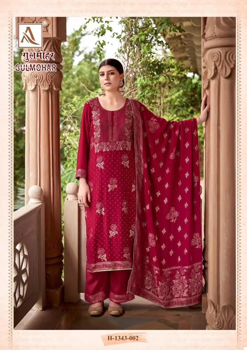 Alok Suits Gulmohar Pashmina Wholesale Designer Winter Wear Salwar Suit Catalog — Wholesale Salwar Suits, Alok Suit wholesale from Surat - Gallery Image 3