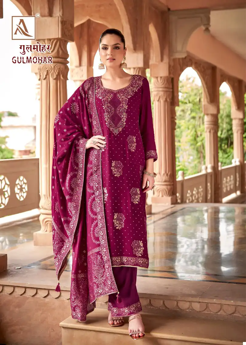 Alok Suits Gulmohar Pashmina Wholesale Designer Winter Wear Salwar Suit Catalog — Wholesale Salwar Suits, Alok Suit wholesale from Surat - Gallery Image 4