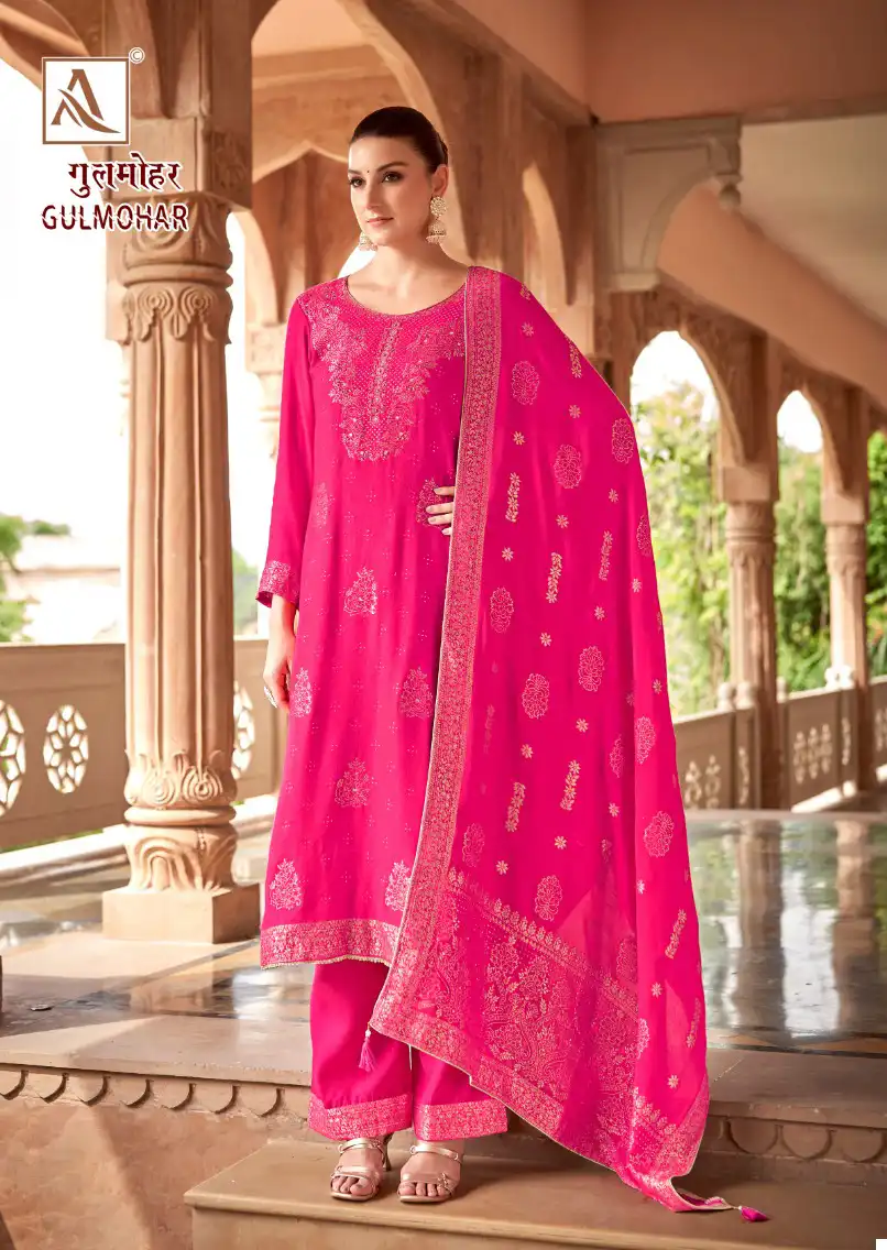 Alok Suits Gulmohar Pashmina Wholesale Designer Winter Wear Salwar Suit Catalog — Wholesale Salwar Suits, Alok Suit wholesale from Surat - Gallery Image 5