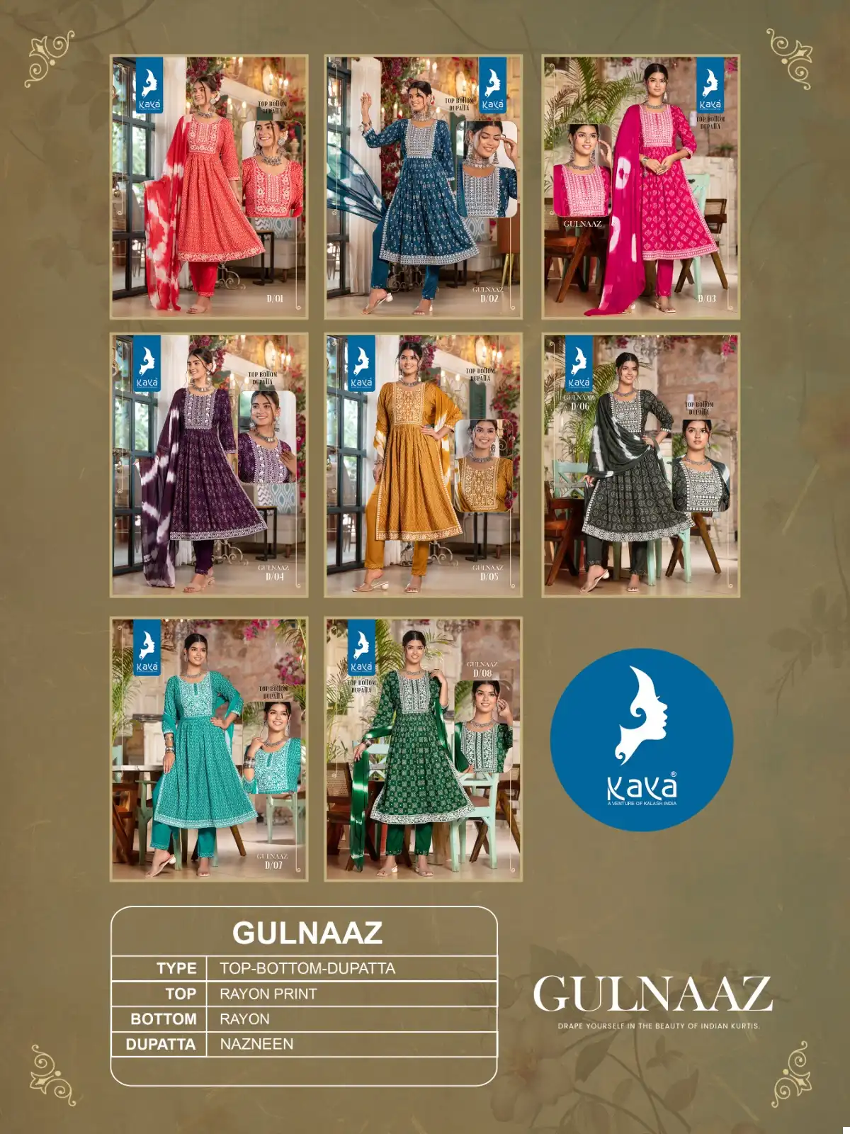 Kaya Gulnaaz Rayon Print Wholesale Readymade Suits Catalog - 8 Pcs Set — Wholesale Salwar Suits, MPA wholesale from Surat — view 9