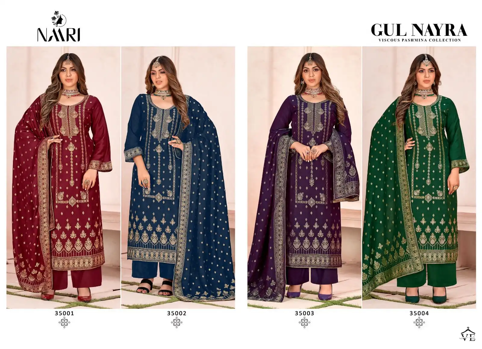 Naari Gulnayra Pure Viscose Pashmina Jacquard Wholesale Winter Wear Suits Catalog — Wholesale Salwar Suits, MPA wholesale from Surat — view 5