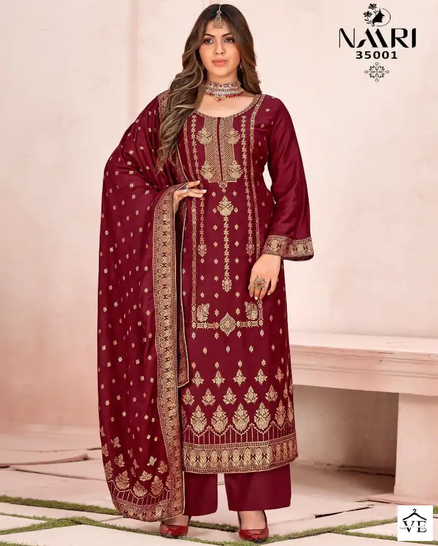 Naari Gulnayra Pure Viscose Pashmina Jacquard Wholesale Winter Wear Suits Catalog — Wholesale Salwar Suits, MPA wholesale from Surat — view 1