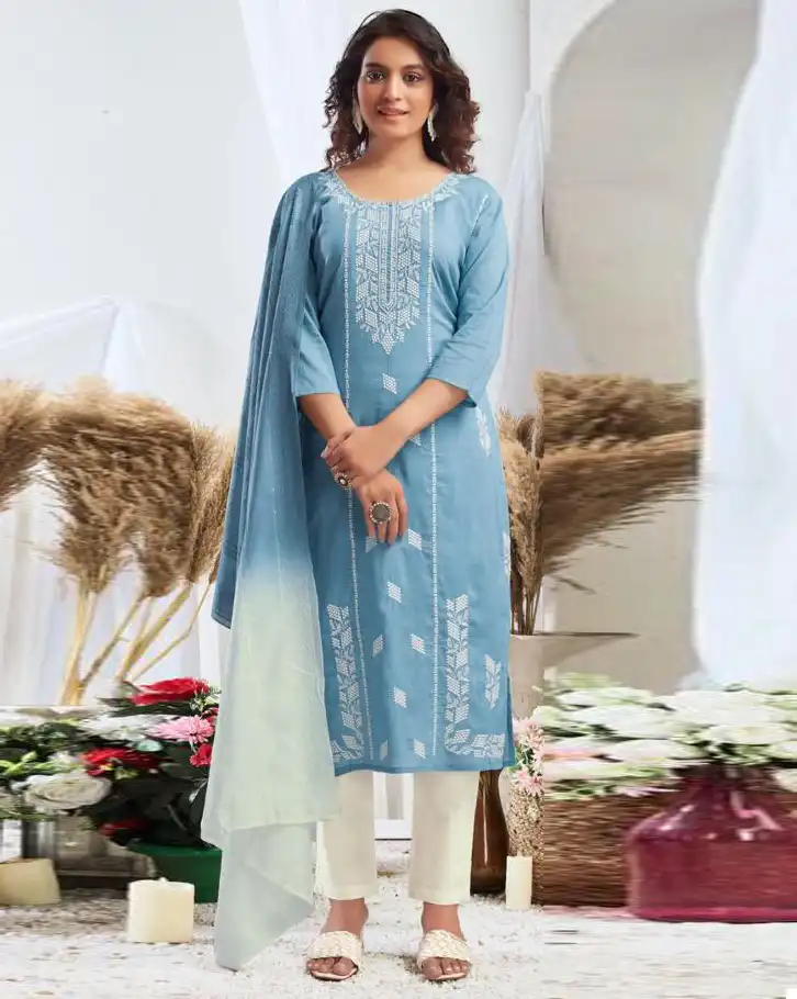 VE Gulshan Mul Mul Cotton Wholesale Readymade Size Set Suits Catalog - 4 Pcs Set — Wholesale Salwar Suits, MPA wholesale from Surat — view 1