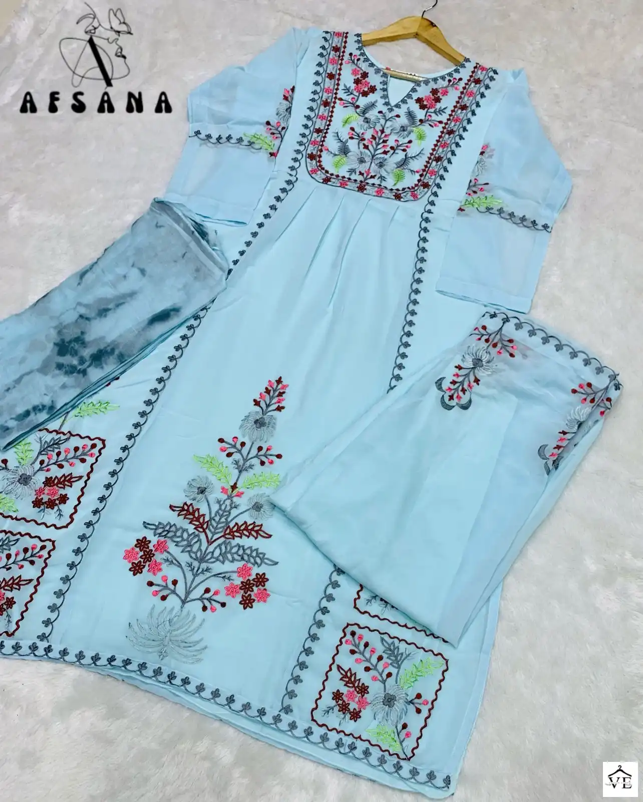 Afsana Gunjan Faux Georgette Wholesale Designer Pakistani Readymade Salwar Suit Catalog — Wholesale Salwar Suits, MPA wholesale from Surat — view 7