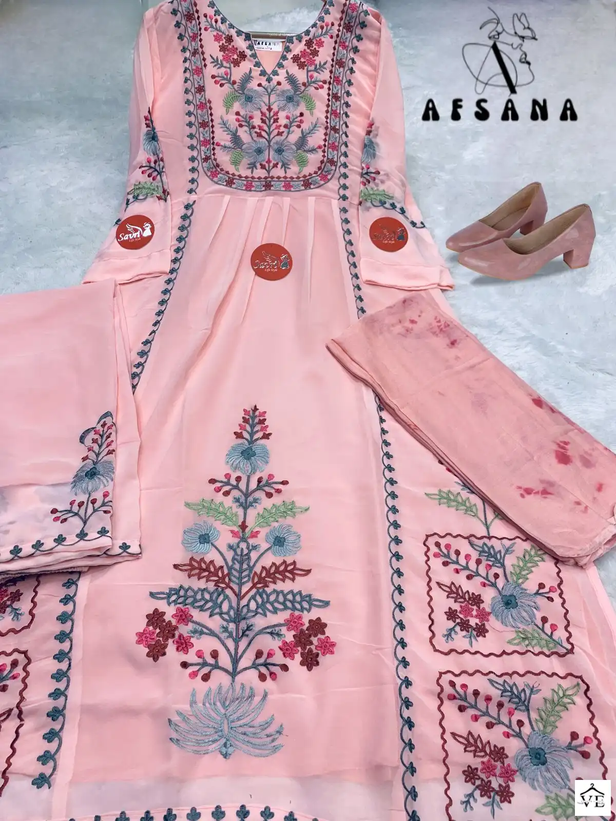 Afsana Gunjan Faux Georgette Wholesale Designer Pakistani Readymade Salwar Suit Catalog — Wholesale Salwar Suits, MPA wholesale from Surat - Gallery Image 4