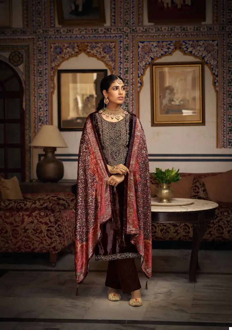 Vardan Ethnic Guzaarish Pure Viscose Plush Velvet Wholesale Designer Winter Wear Salwar Suit Catalog — Wholesale Salwar Suits, MPA wholesale from Surat - Gallery Image 3