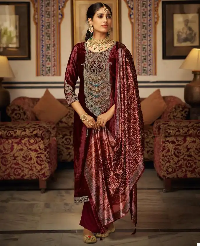 Vardan Ethnic Guzaarish Pure Viscose Plush Velvet Wholesale Designer Winter Wear Salwar Suit Catalog — Wholesale Salwar Suits, MPA wholesale from Surat — view 1