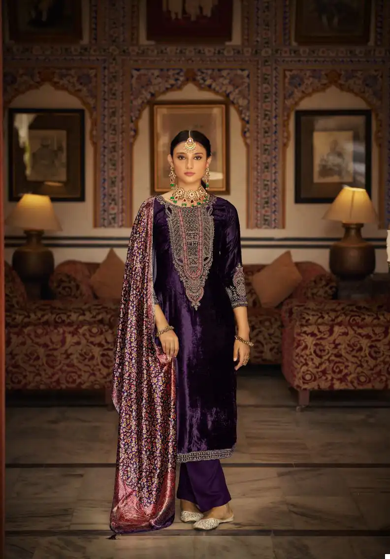 Vardan Ethnic Guzaarish Pure Viscose Plush Velvet Wholesale Designer Winter Wear Salwar Suit Catalog — Wholesale Salwar Suits, MPA wholesale from Surat - Gallery Image 6