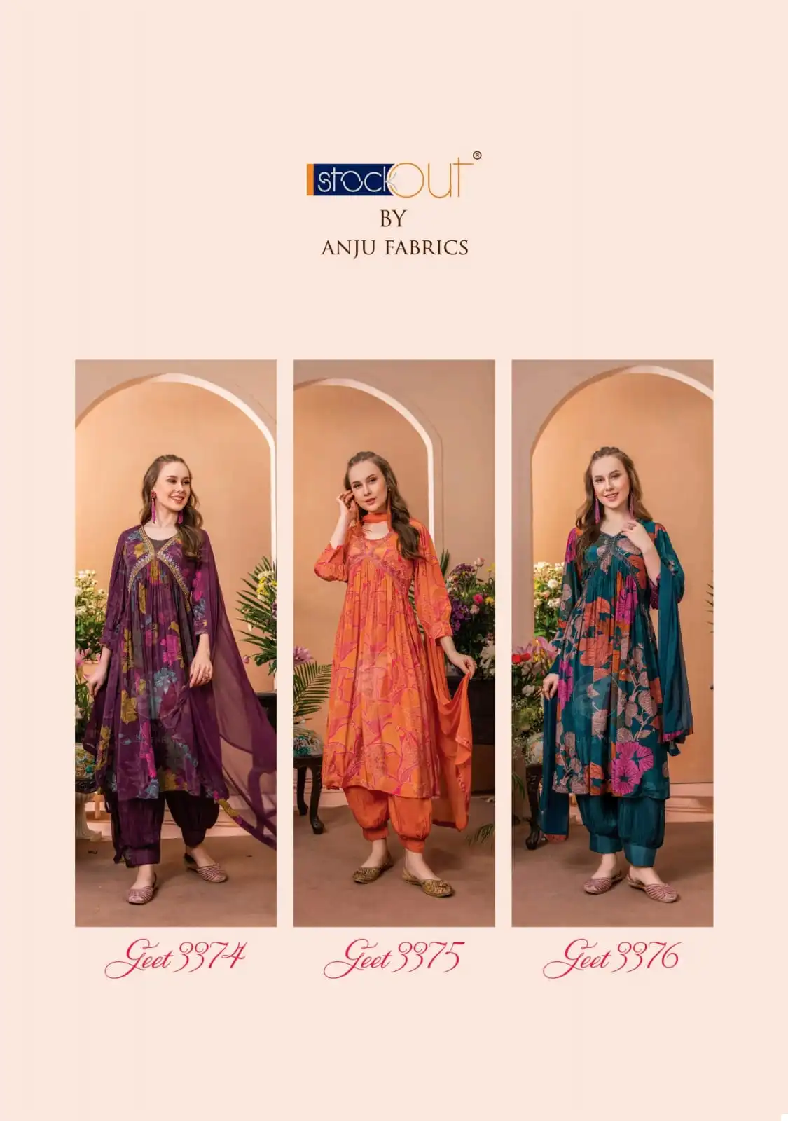 Anju Fabrics Geet Pure Natural Crepe Wholesale Readymade Suits Catalog — Wholesale Salwar Suits, MPA wholesale from Surat — view 8