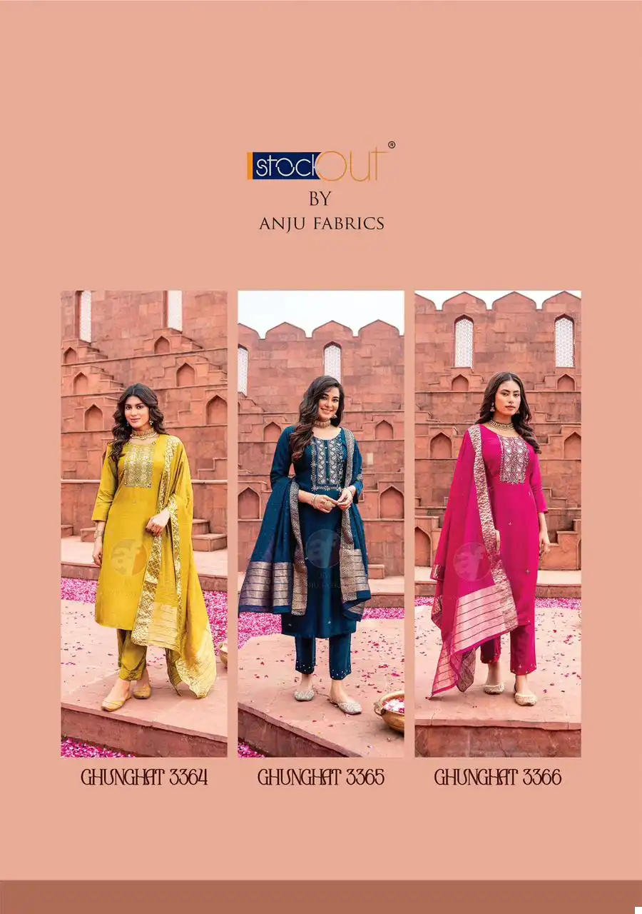 Anju Fabrics Ghunghat Vol 9 Pure Dola Silk Wholesale Readymade Suits Catalog — Wholesale Salwar Suits, MPA wholesale from Surat — view 8