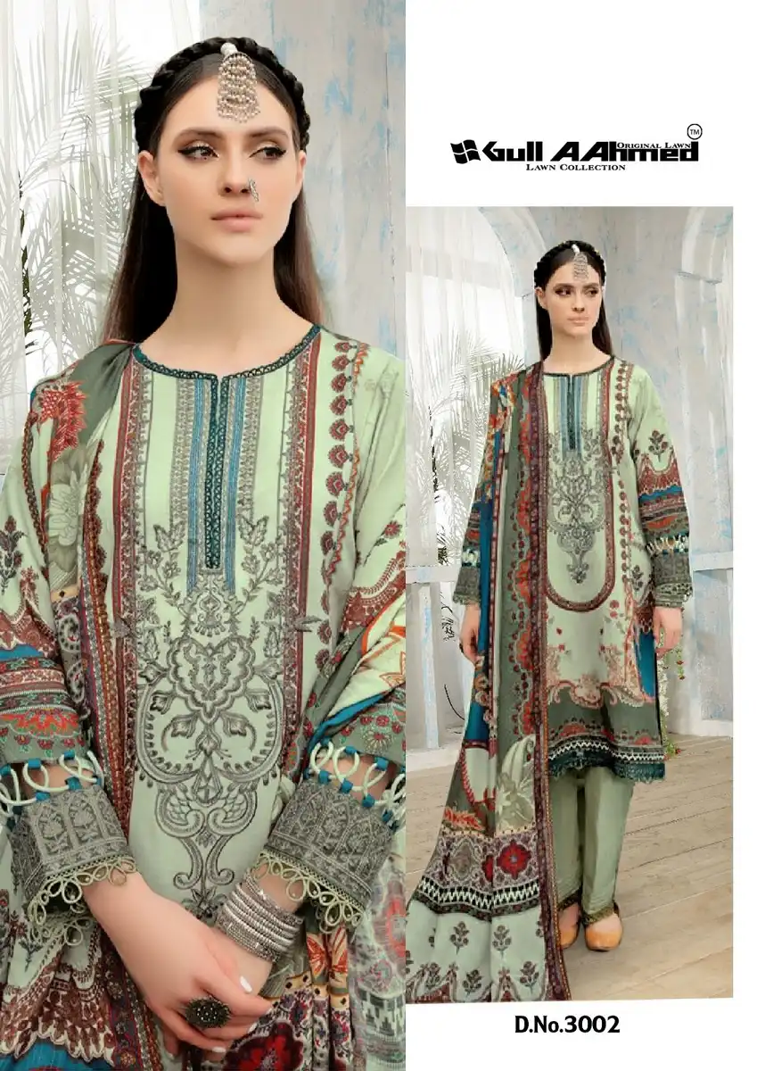 Gull Aahmed Minhal Vol-3 Pure Lawn Cotton Wholesale Pakistani Suit Catalog — Wholesale Salwar Suits, MPA wholesale from Surat - Gallery Image 6