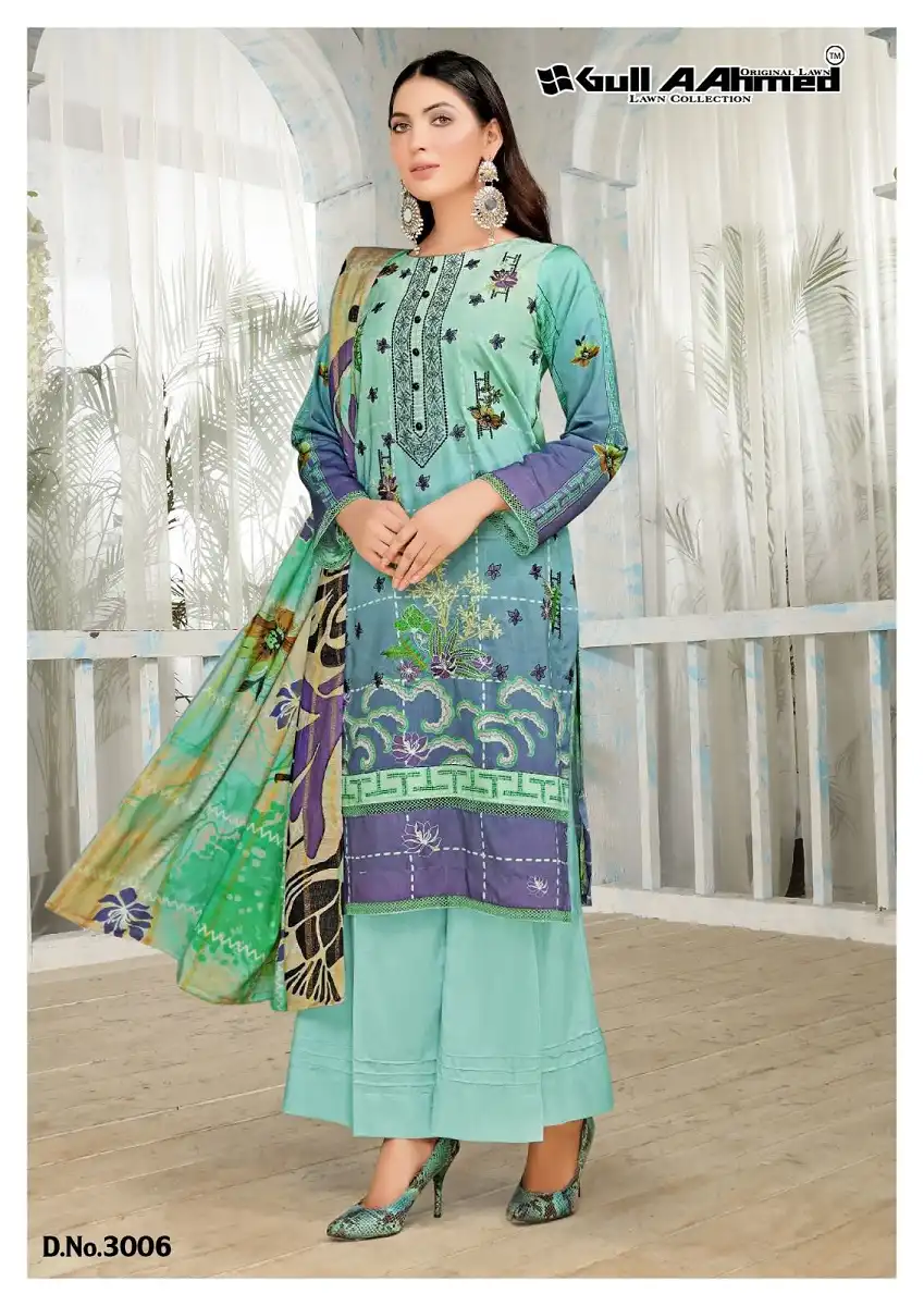 Gull Aahmed Minhal Vol-3 Pure Lawn Cotton Wholesale Pakistani Suit Catalog — Wholesale Salwar Suits, MPA wholesale from Surat - Gallery Image 2